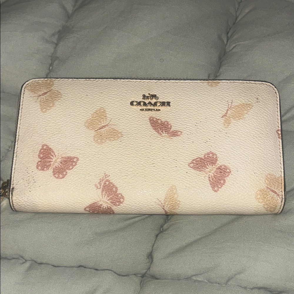 Coach Beige and Pink Butterfly Women's Wallet